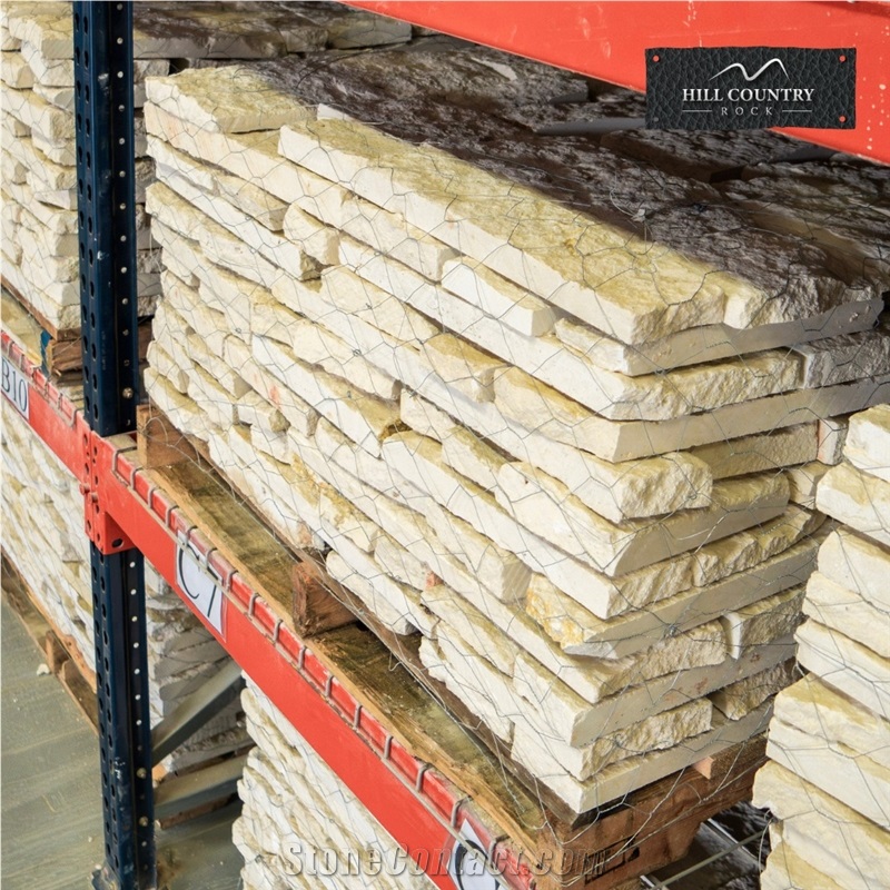 Texas White Limestone Split Face Masonry Wall Stone