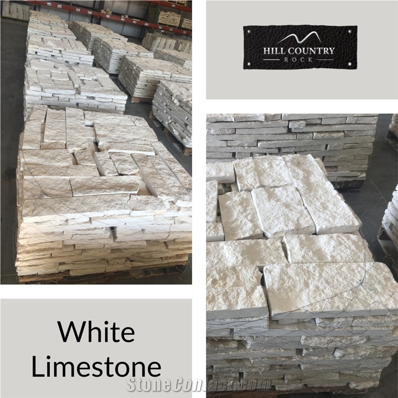Texas White Limestone Split Face Masonry Wall Stone