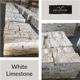 Texas White Limestone Split Face Masonry Wall Stone