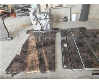 Aurora Granite Double Engraved Tombstone