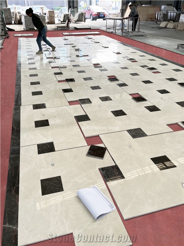 Aran White Extra Marble Regular Grid Water Jet Medallions