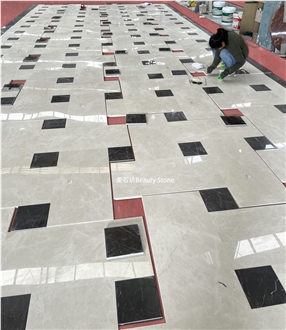 Aran White Extra Marble Regular Grid Water Jet Medallions