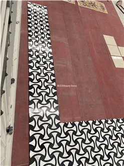 Black And White Combined Design Waterjet Marble Pattern