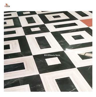 Black And White Combined Design Waterjet Marble Pattern