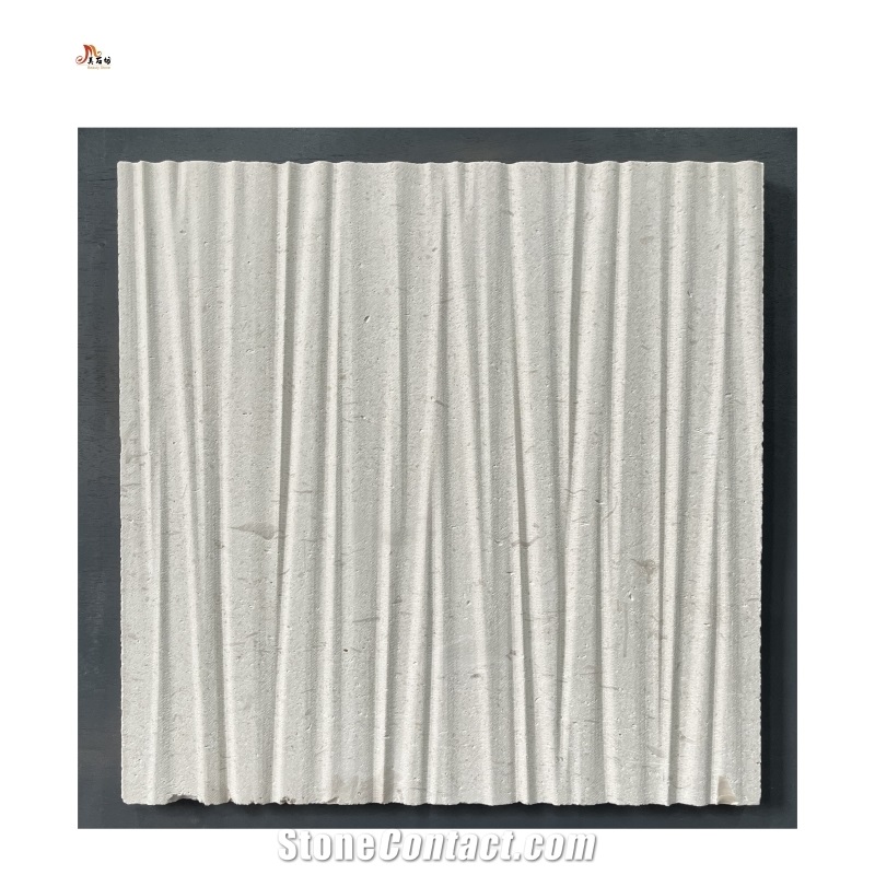 CNC Wave Design Limestone Home Decor Panels