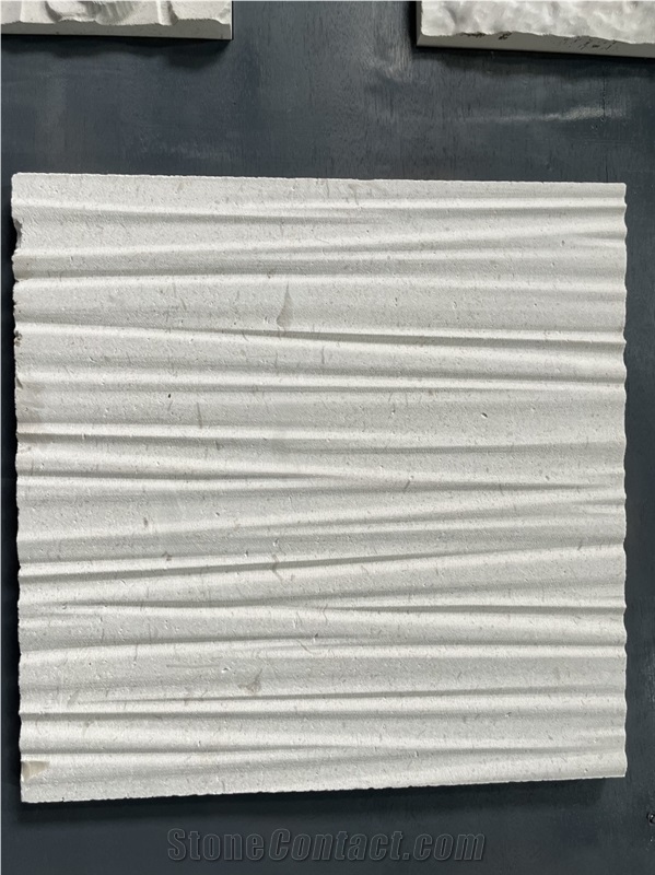 CNC Wave Design Limestone Home Decor Panels