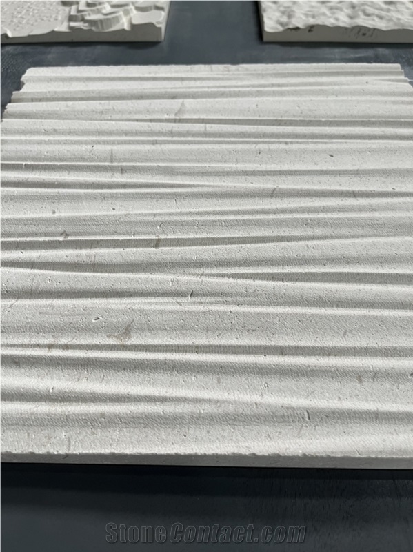 CNC Wave Design Limestone Home Decor Panels