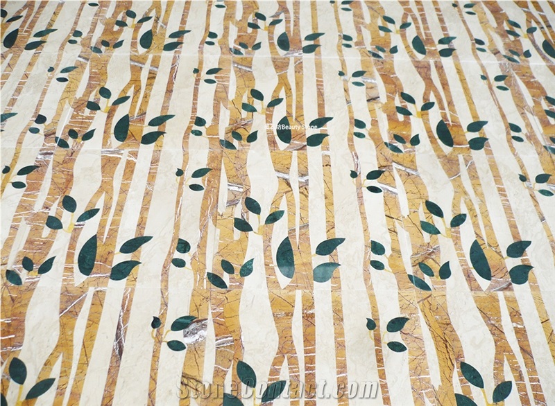 Customized Inner Flooring China Yellow Onyx Waterjet Medallions Pattern