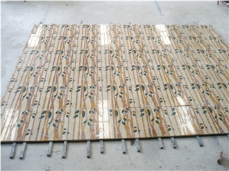 Customized Inner Flooring China Yellow Onyx Waterjet Medallions Pattern