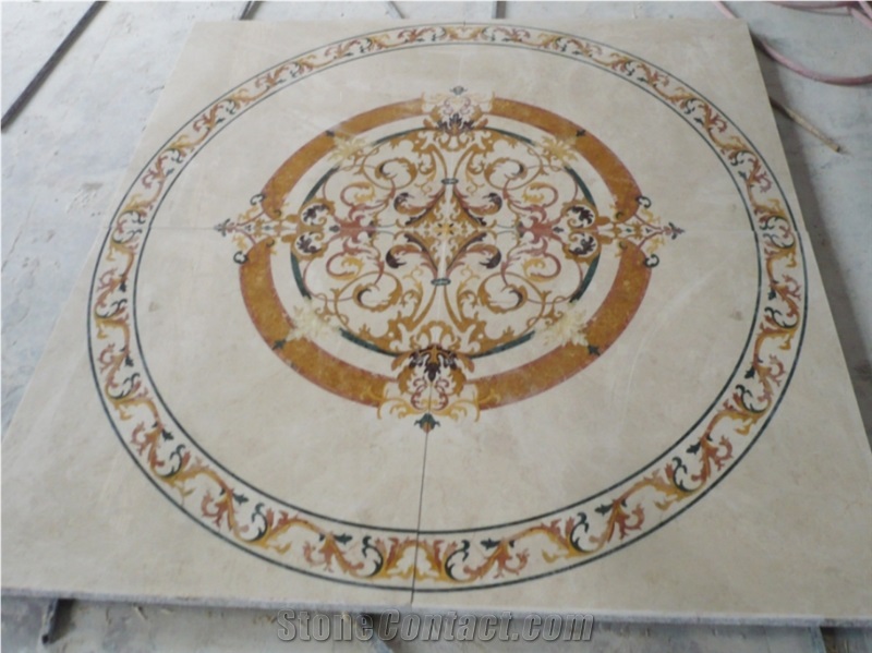 Customized Inner Flooring China Yellow Onyx Waterjet Medallions Pattern