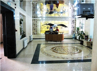 Customized Inner Flooring China Yellow Onyx Waterjet Medallions Pattern