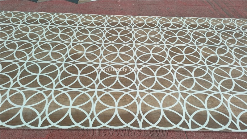Flower Lines Natural Marble Water Jet Flooring Pattern