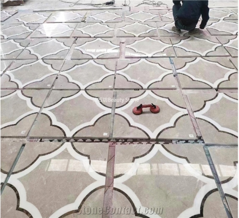 Flower Lines Natural Marble Water Jet Flooring Pattern