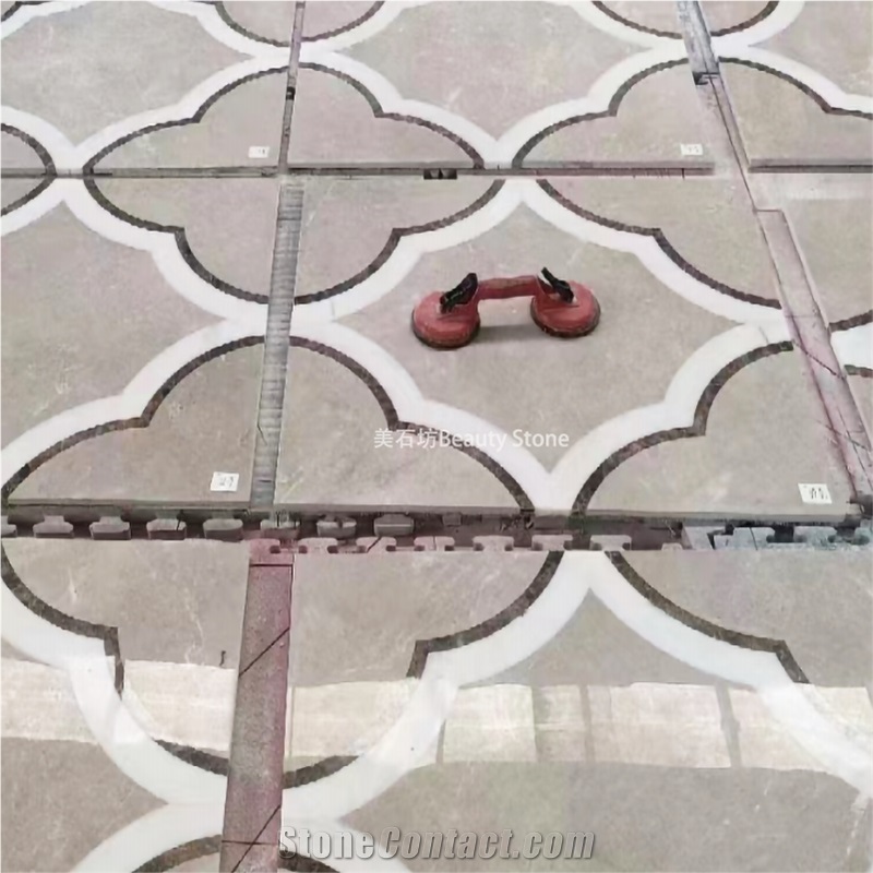 Flower Lines Natural Marble Water Jet Flooring Pattern