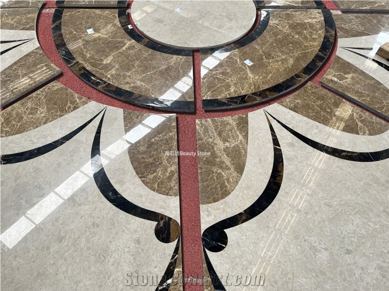 Hotel Revolving Door Water Jet Floor Carpet Medallions