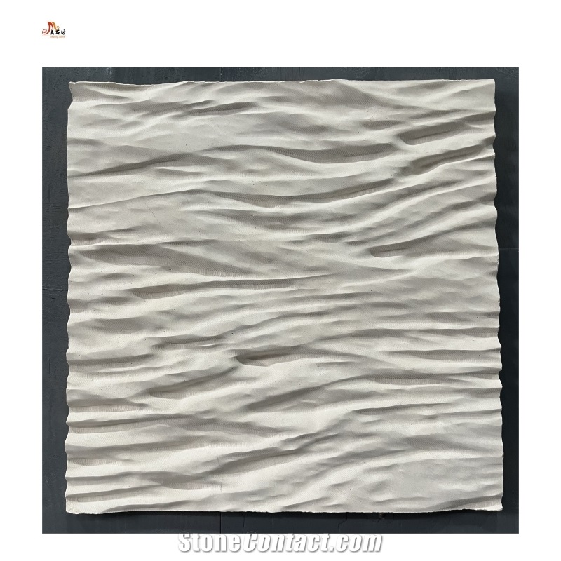 Limestone Regular Wave Carved Home Decor Panels
