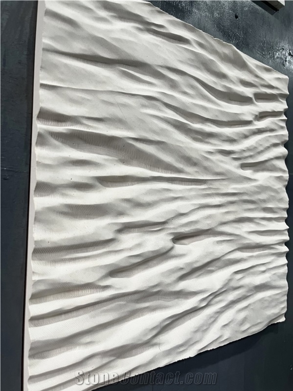Limestone Regular Wave Carved Home Decor Panels
