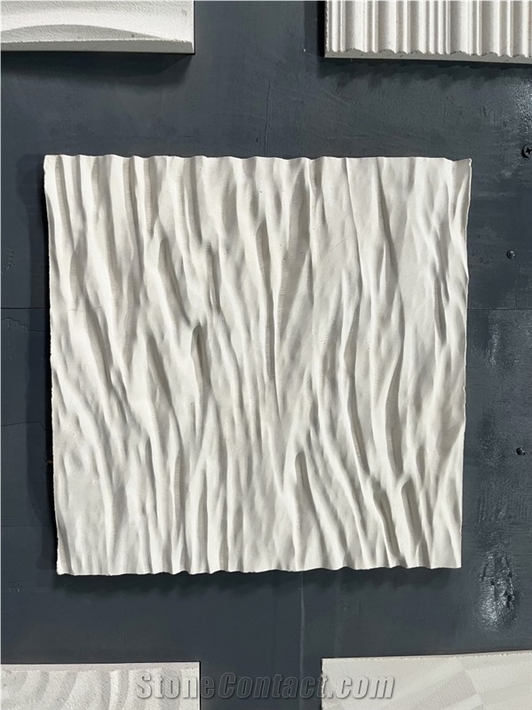Limestone Regular Wave Carved Home Decor Panels