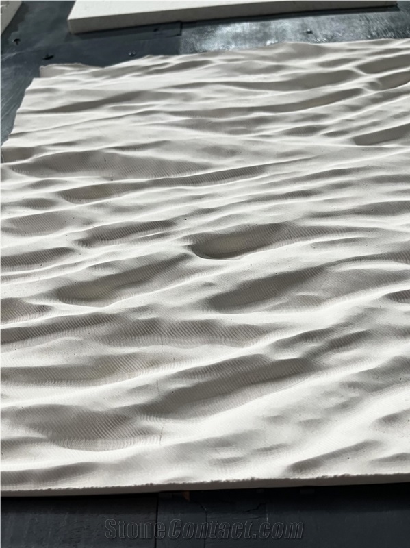Limestone Regular Wave Carved Home Decor Panels