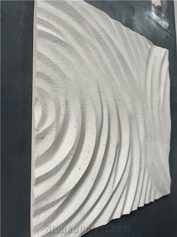 Limestone Regular Wave Carved Home Decor Panels