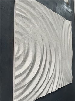 Limestone Regular Wave Carved Home Decor Panels