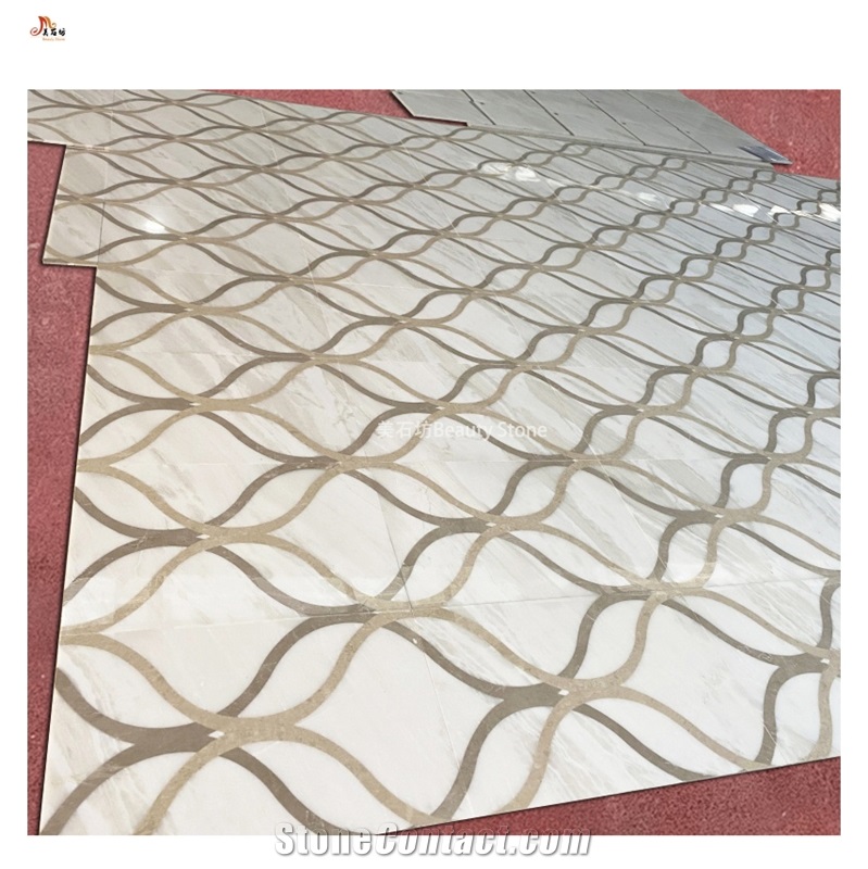 Marble Floor Water Jet  Pattern Panels Inner Polished Tile