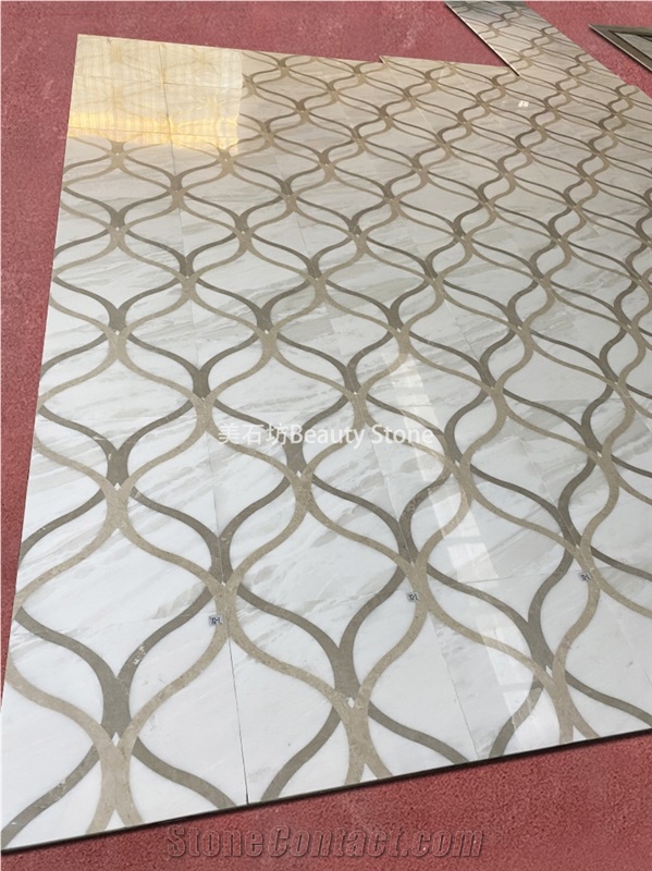 Marble Floor Water Jet  Pattern Panels Inner Polished Tile