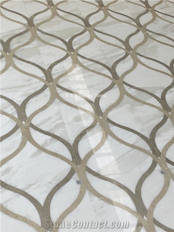 Marble Floor Water Jet  Pattern Panels Inner Polished Tile