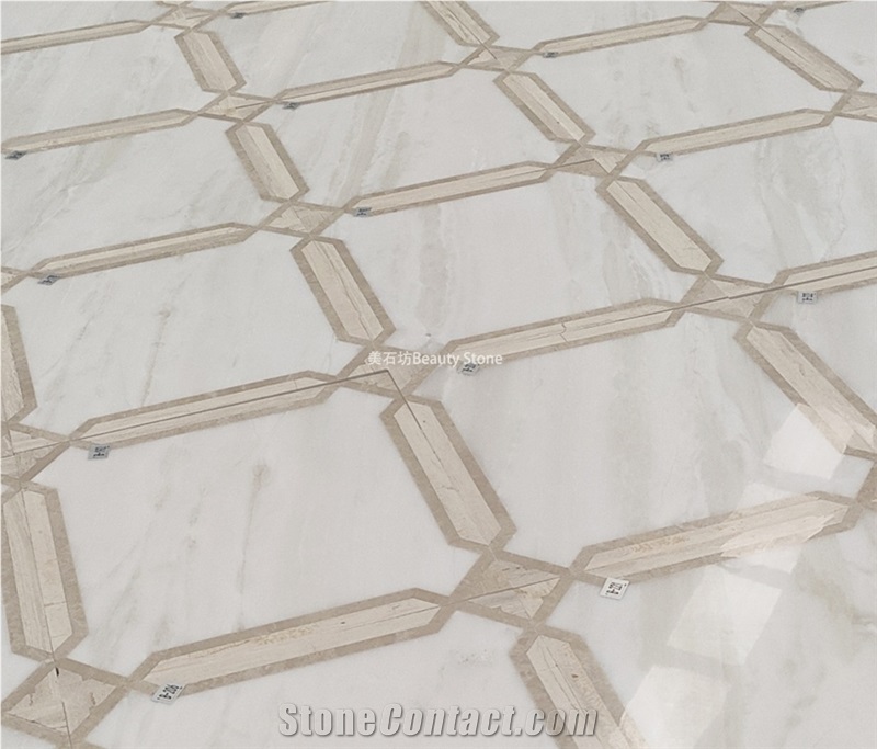 Marble Floor Water Jet  Pattern Panels Inner Polished Tile