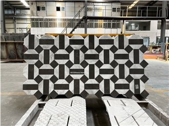 Simple Geometric Shapes Water Jet Marble Floor Tiles