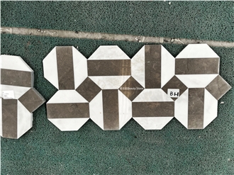 Simple Geometric Shapes Water Jet Marble Floor Tiles