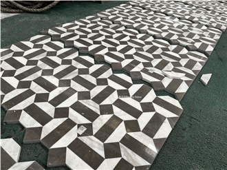 Simple Geometric Shapes Water Jet Marble Floor Tiles
