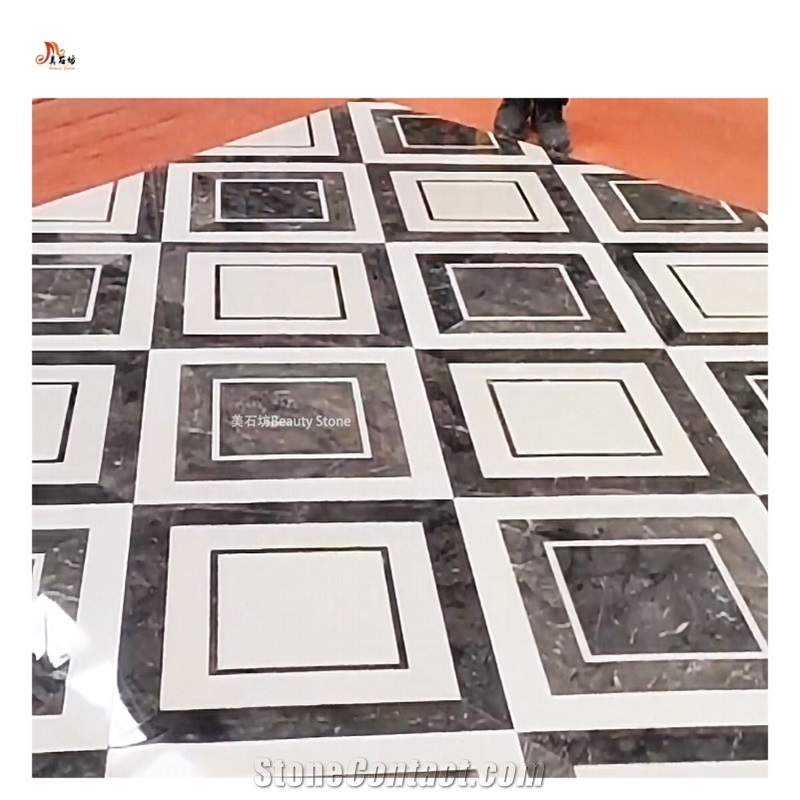 Square Shape Pattern Floor Water Jet  Inlay Medallion