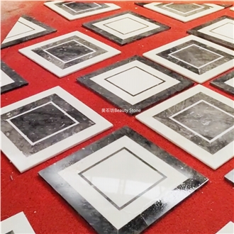 Square Shape Pattern Floor Water Jet  Inlay Medallion