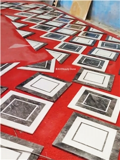Square Shape Pattern Floor Water Jet  Inlay Medallion