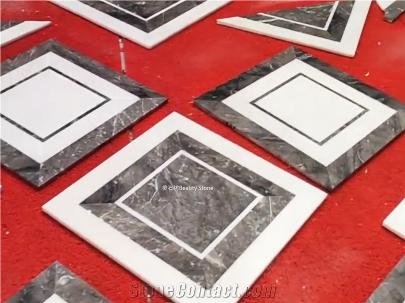 Square Shape Pattern Floor Water Jet  Inlay Medallion