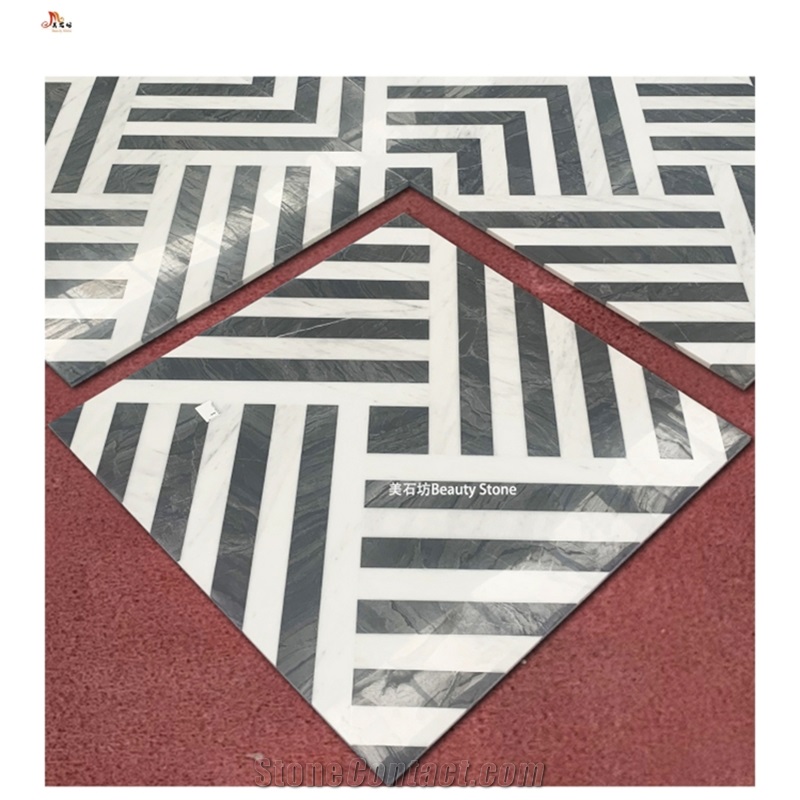 Strip Geometric Shapes Water Jet Marble Pattern