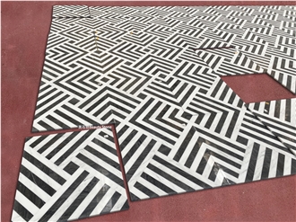 Strip Geometric Shapes Water Jet Marble Pattern