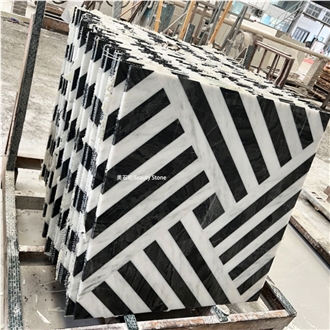 Strip Geometric Shapes Water Jet Marble Pattern