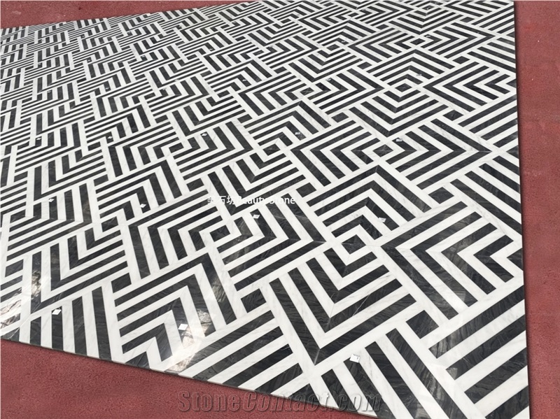 Strip Geometric Shapes Water Jet Marble Pattern