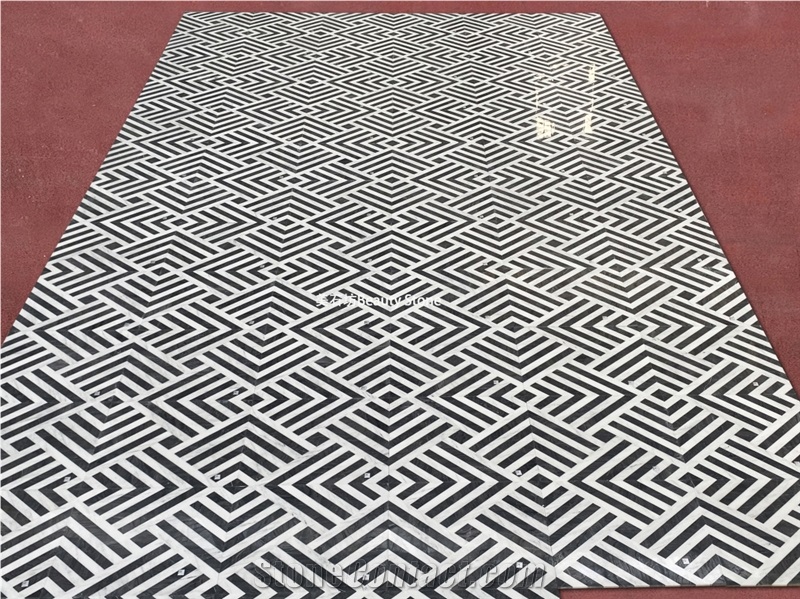 Strip Geometric Shapes Water Jet Marble Pattern