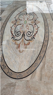 Wave Round Water Jet Flower Design Inlay Medallion Pattern