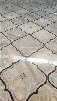 Wave Round Water Jet Flower Design Inlay Medallion Pattern