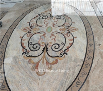 Wave Round Water Jet Flower Design Inlay Medallion Pattern