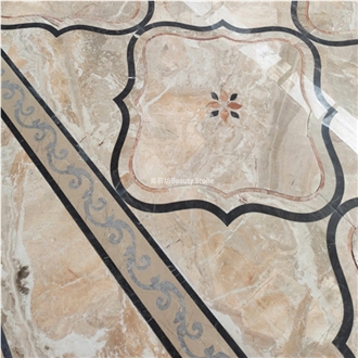 Wave Round Water Jet Flower Design Inlay Medallion Pattern