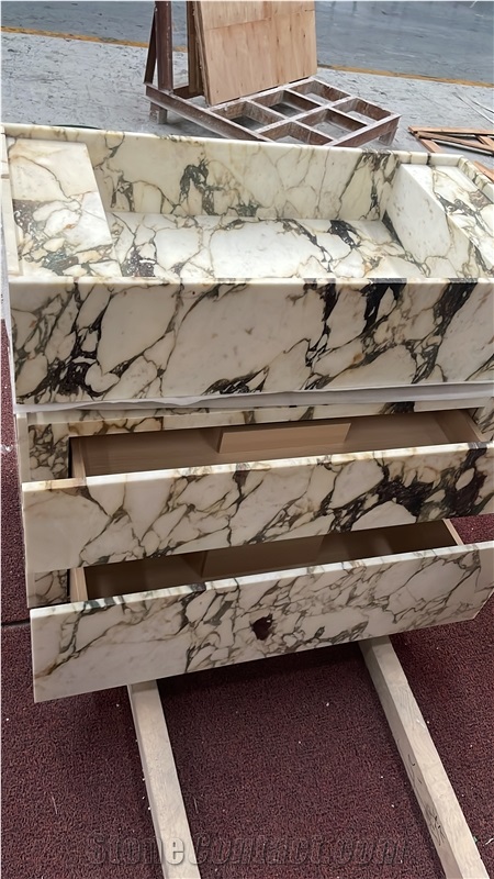 Italy Calacatta Viola Marble Bathroom Vanity Sink