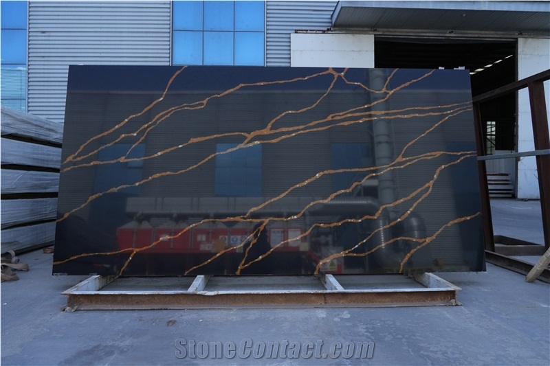 7061 BLACK CALACATTA Quartz Slabs