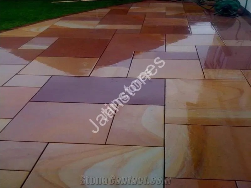 Rainnbow And Buff Sandstone Terrace And Patio Paving Tiles