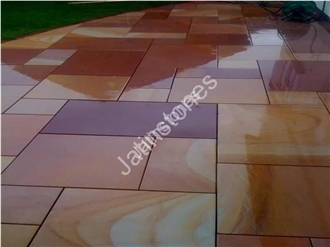 Rainnbow And Buff Sandstone Terrace And Patio Paving Tiles