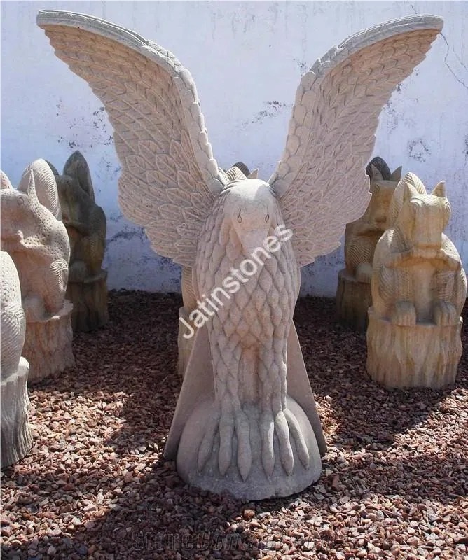 White Sandstone Elephant Sculptures